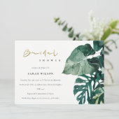 Tropische Monstera-loof bruiloftsinvatie Bedankkaart (Staand voorkant)
