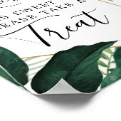 Tropische monstera Love is Sweet Favors Sign Poster (Hoek)