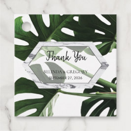Tropische Monstera Marble Wedding Gift Bedankjes Labels