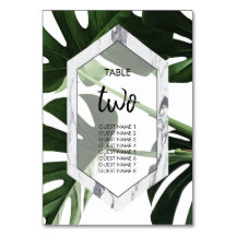 Tropische monstera Marble Wedding Guest Names