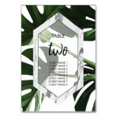 Tropische monstera Marble Wedding Guest Names Kaart (Achterkant)