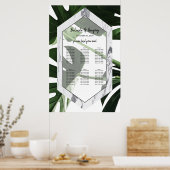 Tropische monstera marmer Wedding Seding Chart Poster (Keuken)