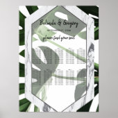 Tropische monstera marmer Wedding Seding Chart Poster (Voorkant)