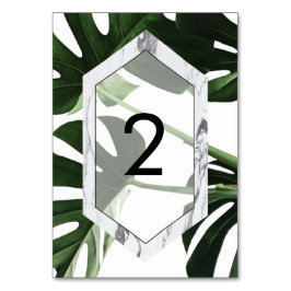 Tropische Monstera Marmeren Bruiloft Kaart
