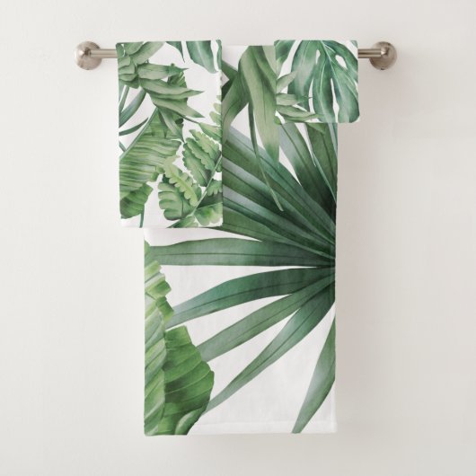 Tropische monstera Oerwoud palmbomen groen Bad Handdoek (Insitu)