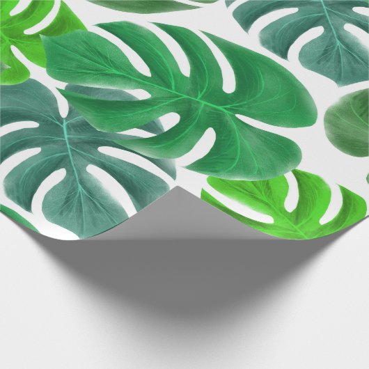 Tropische monstera olievlekken cadeaupapier (Hoek)