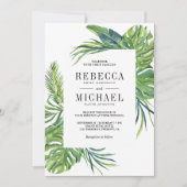 Tropische Monstera Palm Alles in één bruiloft Kaart (Voorkant)