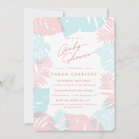 Tropische monstera Palm | Baby shower Uitnodiging (Voorkant)