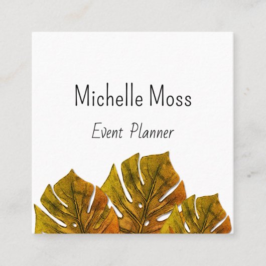 Tropische Monstera Palm Bladeren Elegante Botanisc Vierkante Visitekaartje (Voorkant)