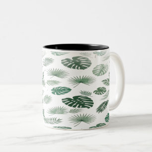 Tropische Monstera Palm Bladeren Groen Patroon Mok