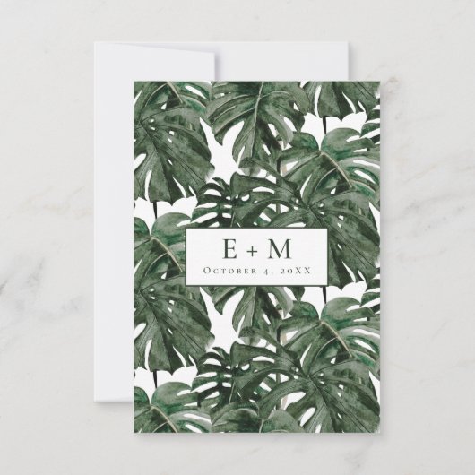 tropische Monstera Palm Botanicals Save The Date (Achterkant)