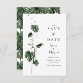 tropische Monstera Palm Botanicals Save The Date (Voorkant / Achterkant)