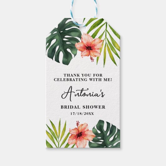 Tropische Monstera Palm Bruidsbruiloft Cadeaulabel (Voorkant)