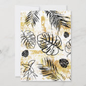 Tropische Monstera Palm Goud Zwart Laten We Vieren Kaart (Achterkant)