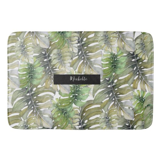 Tropische Monstera Palm Green Badmat (Voorkant)