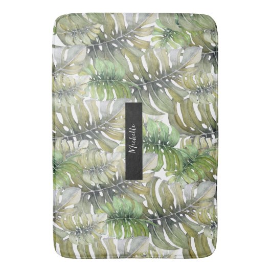 Tropische Monstera Palm Green Badmat (Voorkant Verticaal)