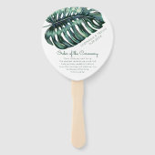 Tropische Monstera Palm Leaf bruiloft programma Handwaaier (Voorkant)