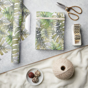Tropische monstera Palm Pastel Pattern Cadeaupapier