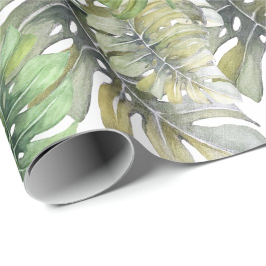 Tropische monstera Palm Pastel Pattern Cadeaupapier (Rol Hoek)
