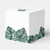 Tropische monstera palm Retro Beach Weddenplein Bedankdoosjes (Achterkant)