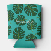 Tropische Monstera palmbladeren blikje of fleskoel Blikjeskoeler (Achterkant)