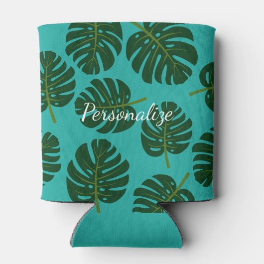 Tropische Monstera palmbladeren blikje of fleskoel Blikjeskoeler (Achterkant)