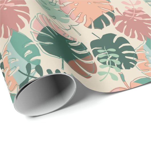 Tropische Monstera Plant Botanische Bladeren Cadeaupapier (Rol Hoek)