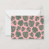 Tropische monstera Roze Groene Aangepaste Enclosur Notitiekaartje (Achterkant)