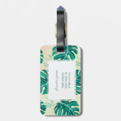 Tropische monstera smaragdgroene palmbladeren aloh bagagelabel (Achterkant verticaal)