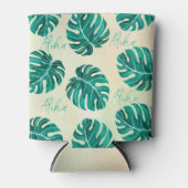 Tropische monstera smaragdgroene palmbladeren aloh blikjeskoeler (Voorkant)