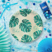 Tropische monstera smaragdgroene palmbladeren aloh papieren bordje (Feest)