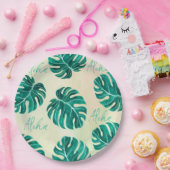 Tropische monstera smaragdgroene palmbladeren aloh papieren bordje (Feest)