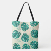 Tropische monstera smaragdgroene palmbladeren aloh tote bag (Achterkant)