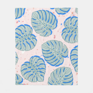 Tropische Monstera: Terrazzo Patroon Fleece Deken
