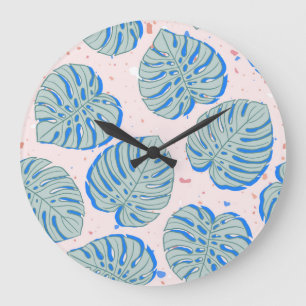 Tropische Monstera: Terrazzo  Patroon Grote Klok