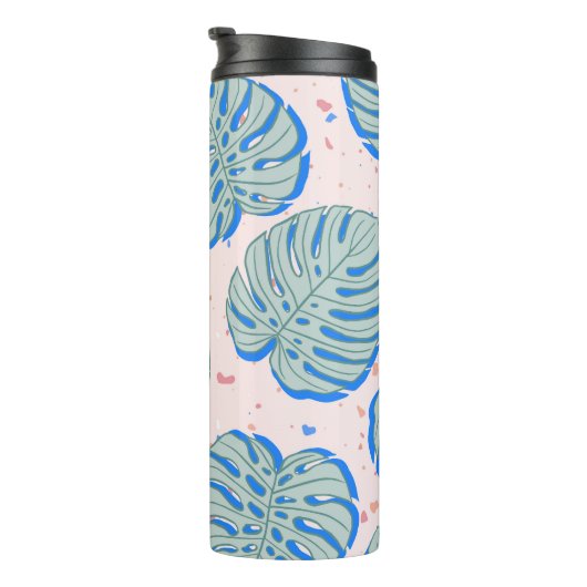 Tropische Monstera: Terrazzo  Patroon Thermosbeker (Geroteerd rechts)