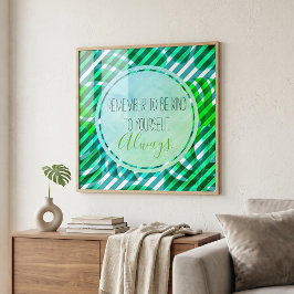 Tropische Monstera Turquoise Strepen Zelfzorg Cita Poster