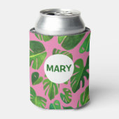 Tropische Monstera Waterverf Groen DOUANE schilder Blikjeskoeler (Blikje Voorkant)