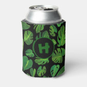 Tropische Monstera Waterverf Groen DOUANE schilder Blikjeskoeler (Blikje Achterkant)