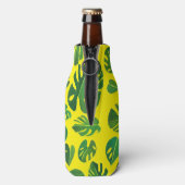 Tropische Monstera Waterverf Groen DOUANE schilder Flesjeskoeler (Fles Achterkant)