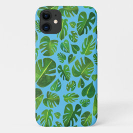 Tropische monstera Waterverf Groen roze schilderen Case-Mate iPhone Case
