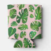 Tropische Monstera Waterverf Groen schilderen Blikjeskoeler (Achterkant)