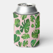 Tropische Monstera Waterverf Groen schilderen Blikjeskoeler (Blikje Achterkant)