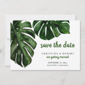 Tropische Monstera Waterverf Groen sparen de Datum Kaart (Voorkant)