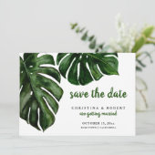 Tropische Monstera Waterverf Groen sparen de Datum Kaart (Staand voorkant)