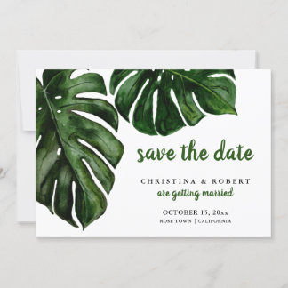 Tropische Monstera Waterverf Groen sparen de Datum Kaart