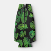 Tropische Monstera Waterverf Groene DOUANE-Initial Flesjeskoeler (Achterkant)