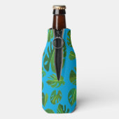 Tropische Monstera Waterverf Groene DOUANE-Initial Flesjeskoeler (Fles Achterkant)