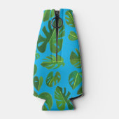 Tropische Monstera Waterverf Groene DOUANE-Initial Flesjeskoeler (Achterkant)