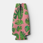 Tropische Monstera Waterverf Groene DOUANE-Initial Flesjeskoeler (Achterkant)